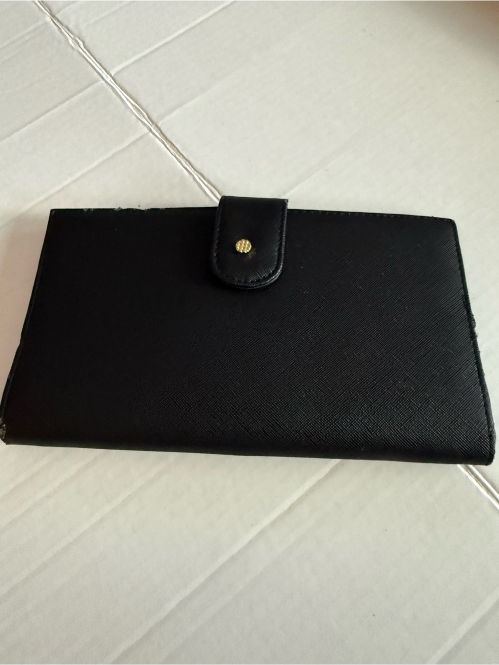 Madison West Black Fold-Over Wallet with Gold Snap